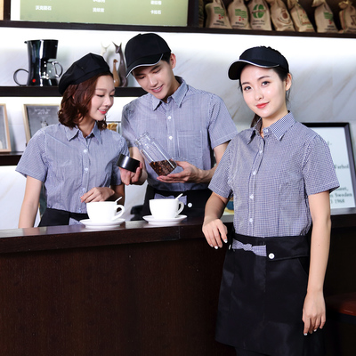 酒店工作服夏装女餐饮西餐咖啡厅服务员短袖火锅快餐奶茶饭店前台